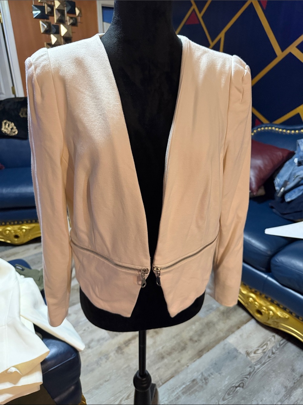 Women's Cream Zip-Front Jacket